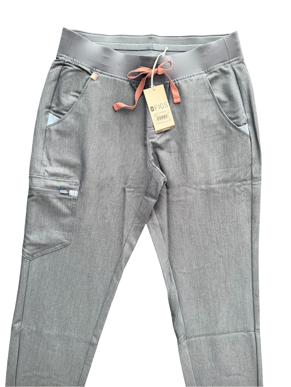 FIGS Women’s in Denim Scrub Set V-neck Top Size S, Joggers Size S New With Tags - Picture 5 of 8
